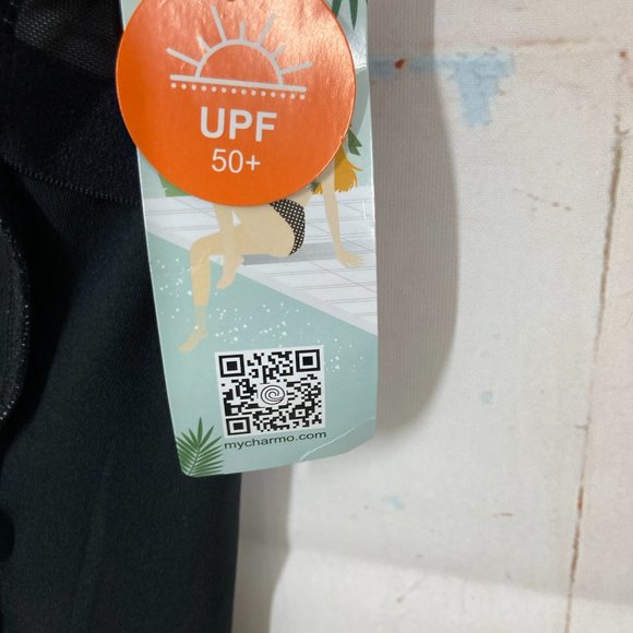 My Charmo Size L Women’s One Piece Swimsuit Boy Short Leg Black White Dive Yoga - Picture 10 of 16